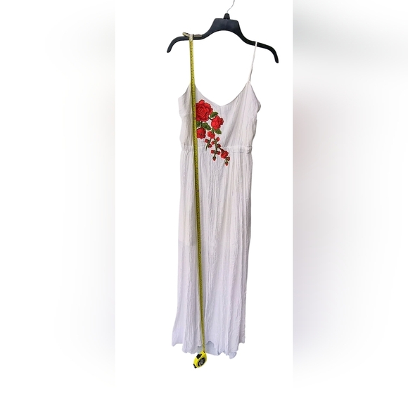 Say What? White Maxi Boho Festival Brunch Dress with Red Floral Embroidery XL - Picture 5 of 14